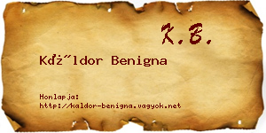 Káldor Benigna névjegykártya